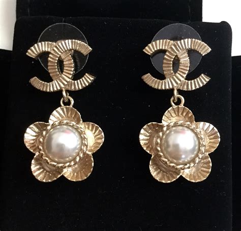 chanel camellia earrings replica|vintage chanel camellia pearl earring.